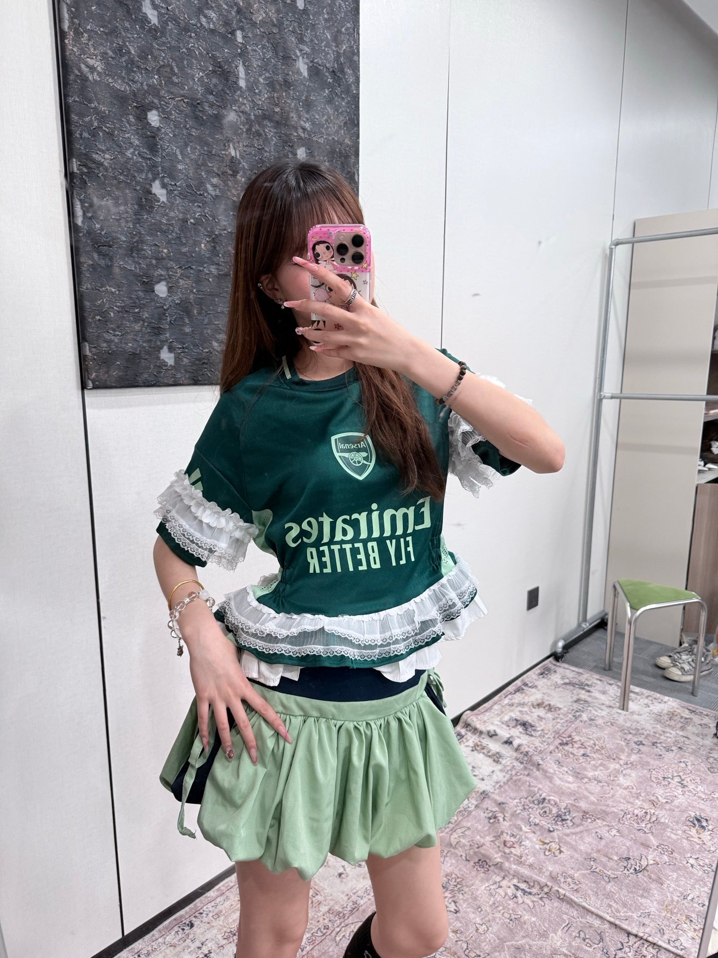 Real Madrid Green Ruffle Jersey Dress - product image 3