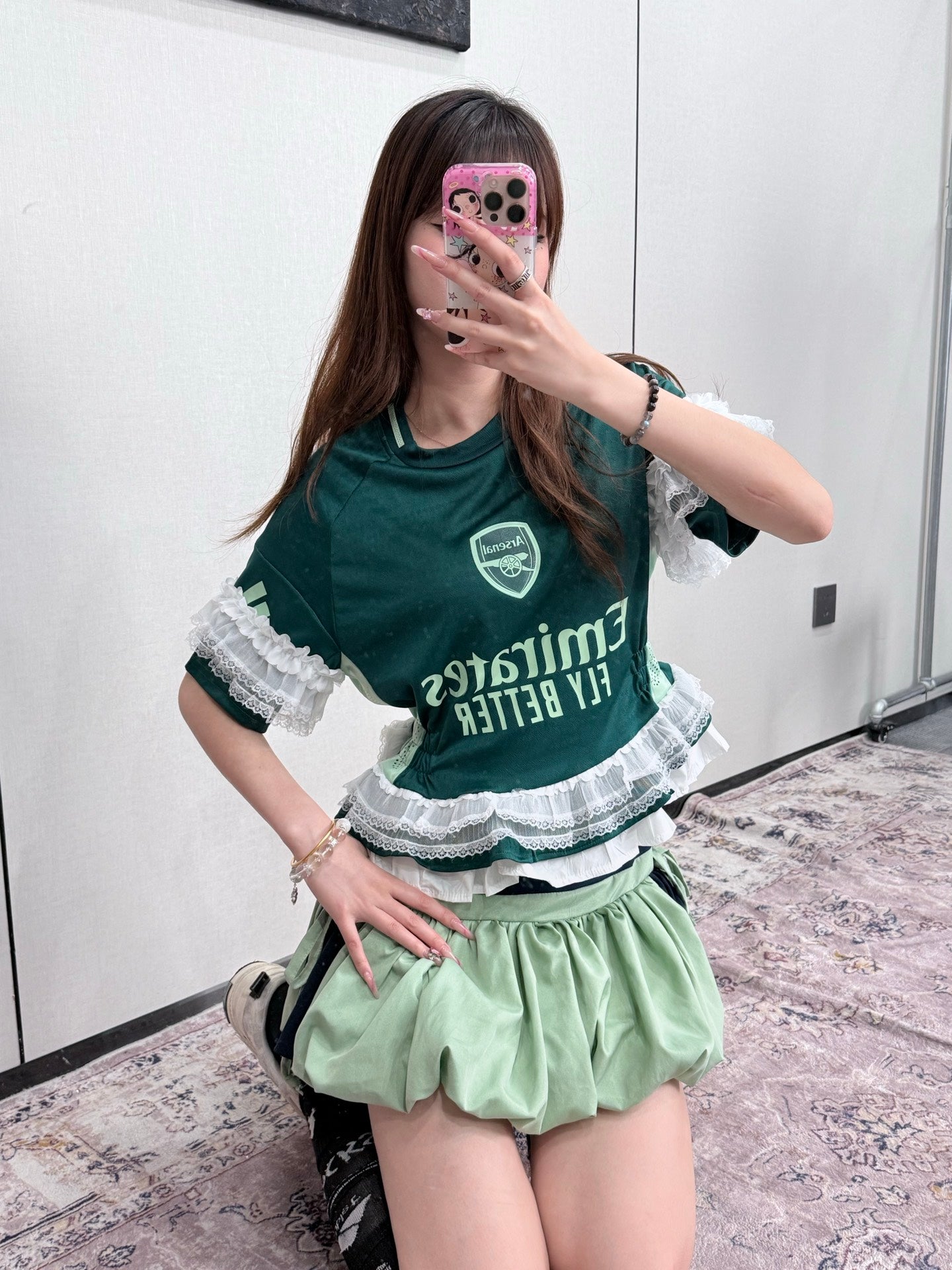 Real Madrid Green Ruffle Jersey Dress - product image 1