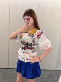 Brazil Graphic Blue Ruffle Jersey Dress - product image 1