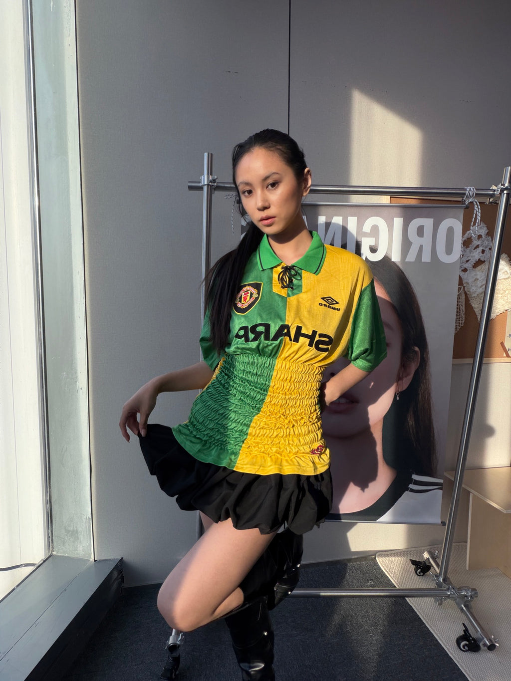 Manchester United Green and Gold Ruffle Jersey Dress - product image 6