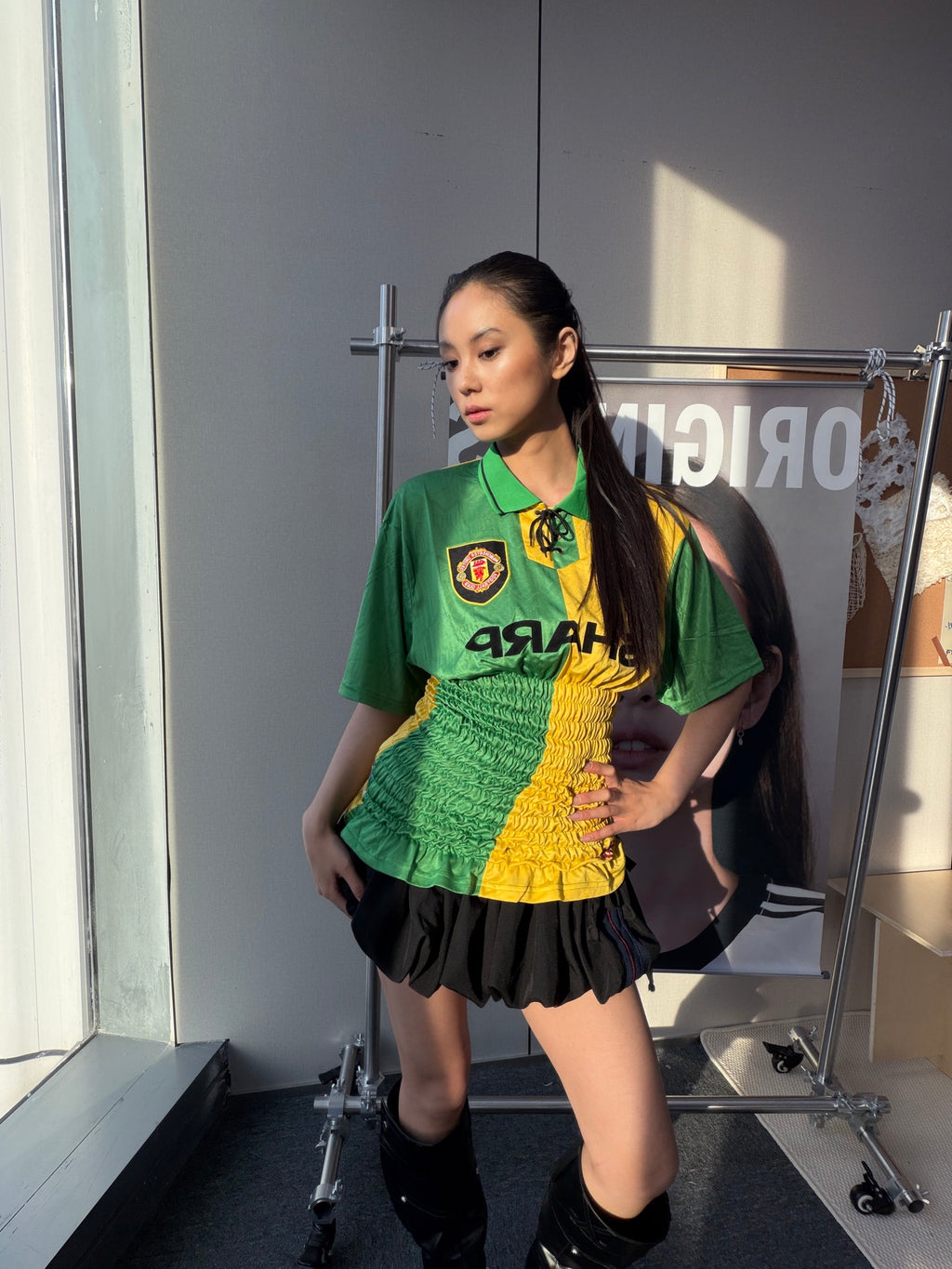 Manchester United Green and Gold Ruffle Jersey Dress - product image 7