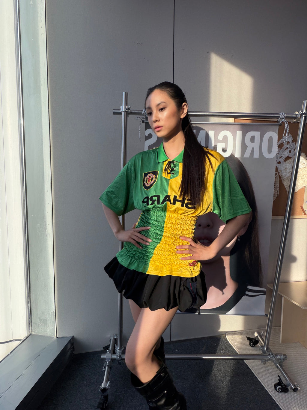 Manchester United Green and Gold Ruffle Jersey Dress - product image 3