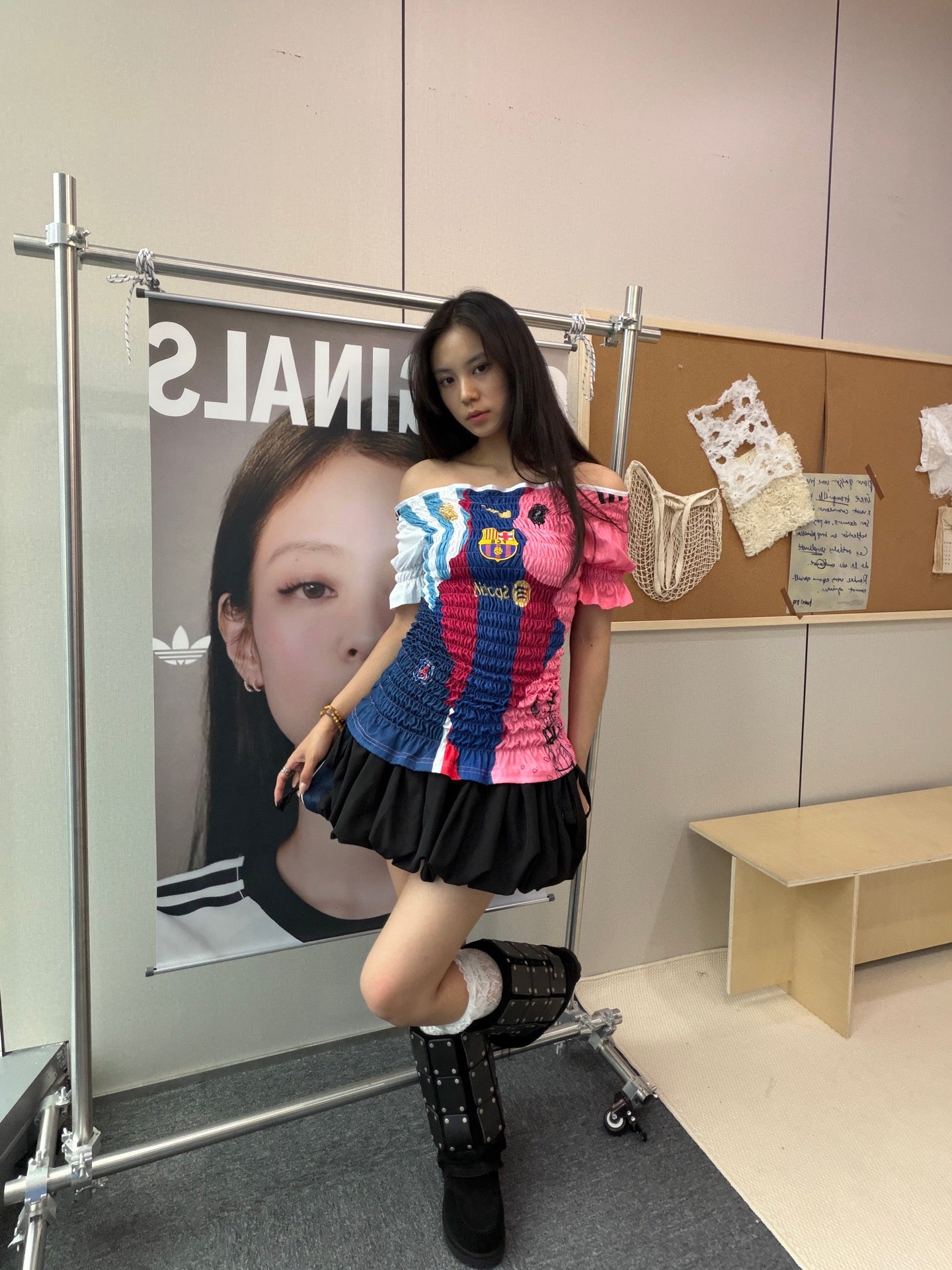FC Barcelona Pink and Navy Ruffle Jersey Dress - product image 5