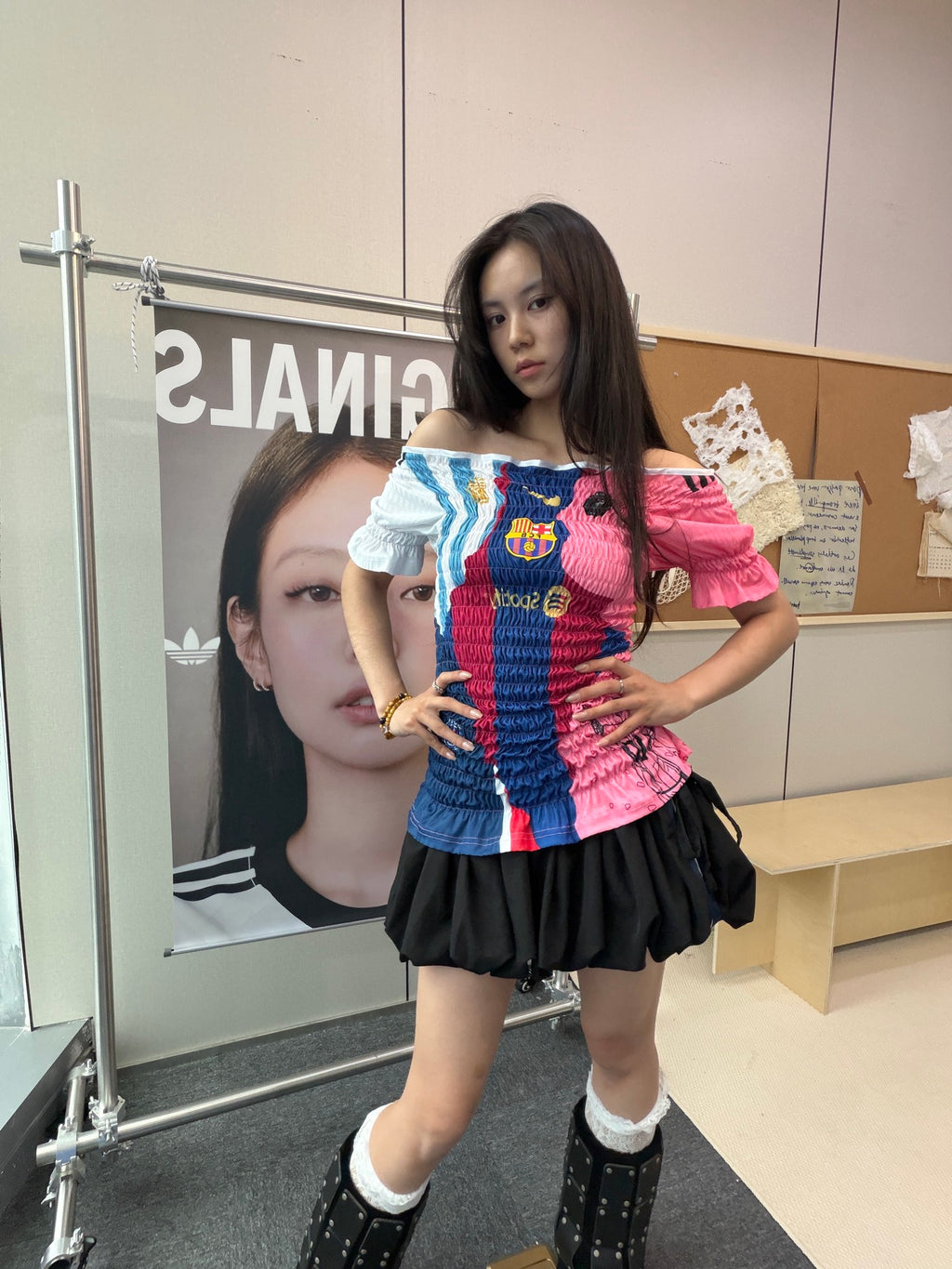 FC Barcelona Pink and Navy Ruffle Jersey Dress - product image 2