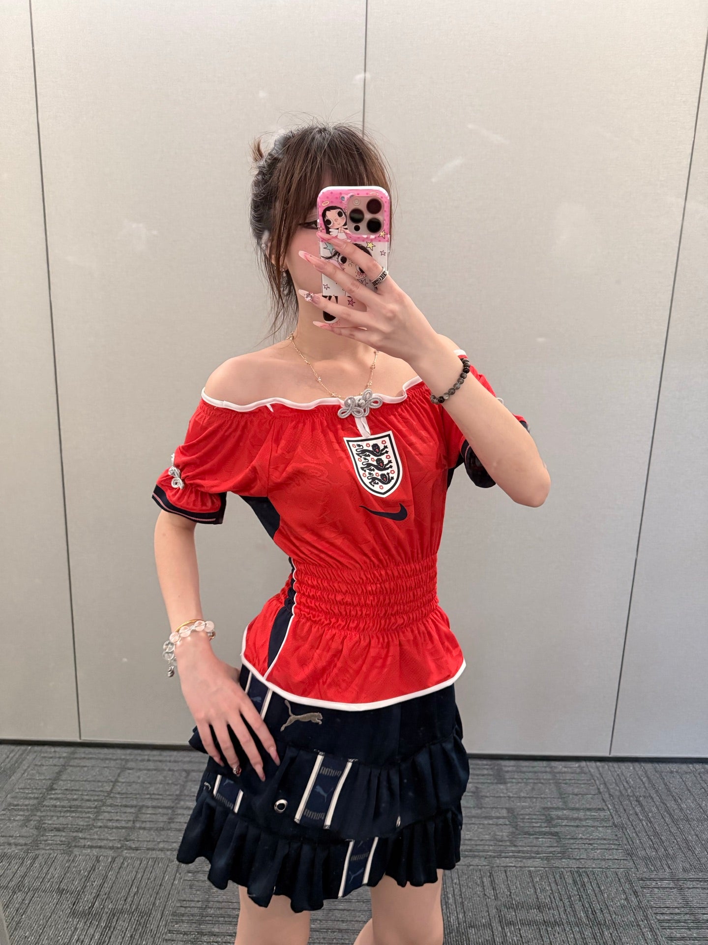 England Red Bubble-Skirt Jersey Dress - product image 2