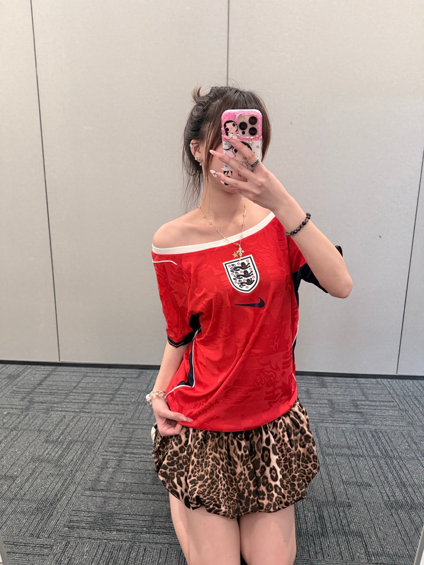 England Red Leopard Ruffle Jersey Dress - product image 3