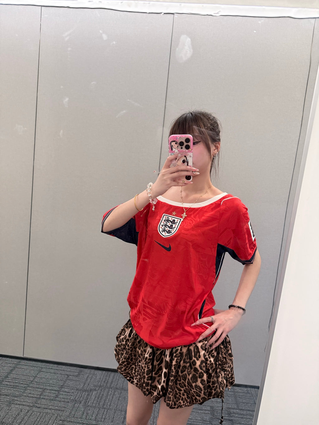 England Red Leopard Ruffle Jersey Dress - product image 4