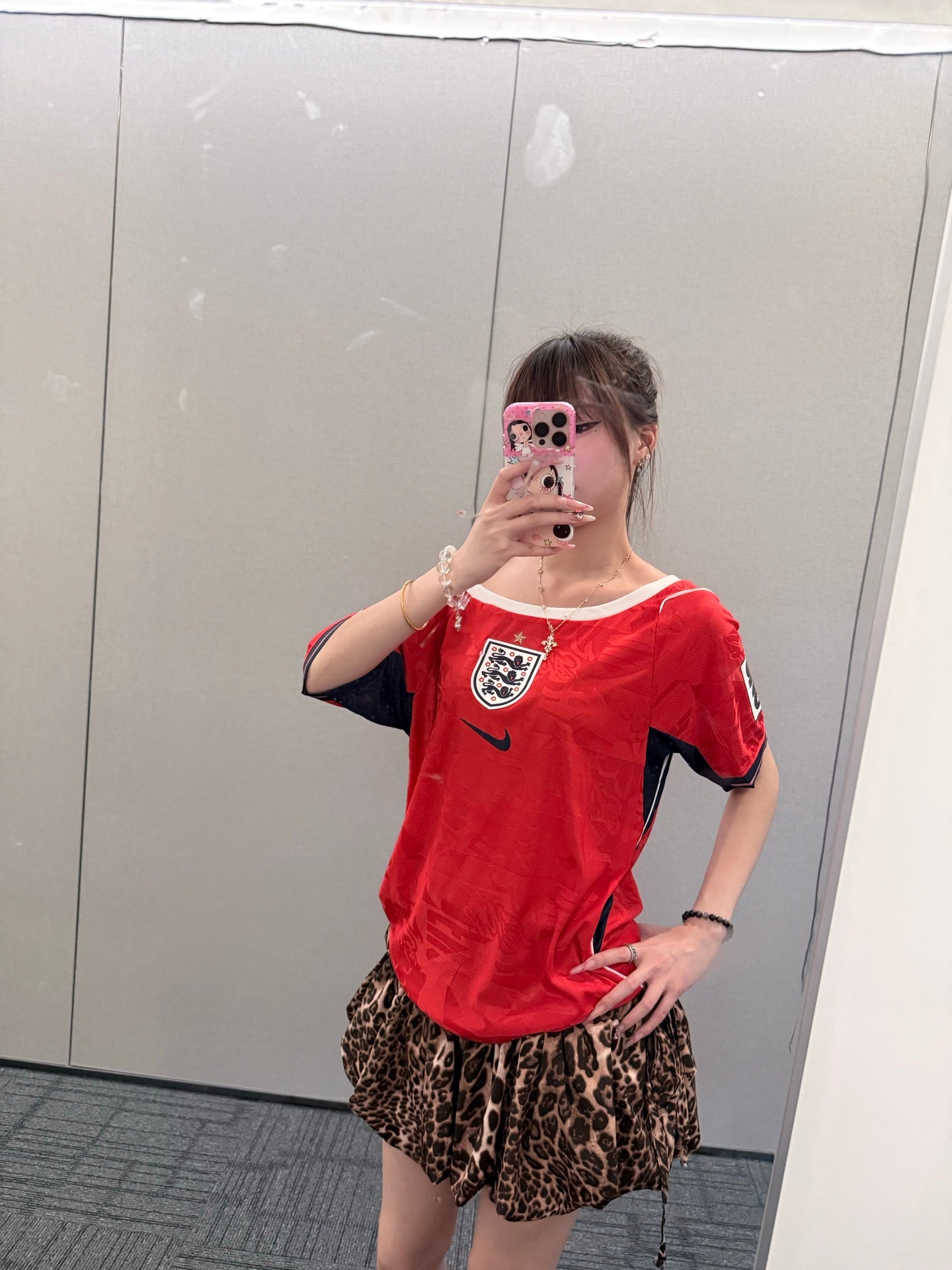 England Red Leopard Ruffle Jersey Dress - product image 4