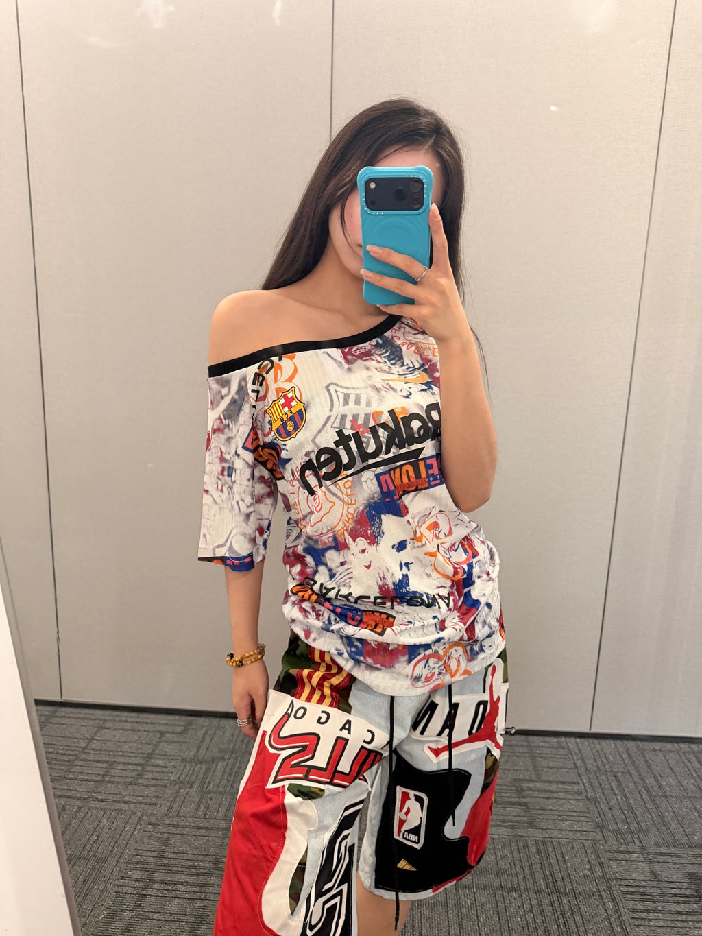 Graphic Off-Shoulder Football Jersey - product image 1