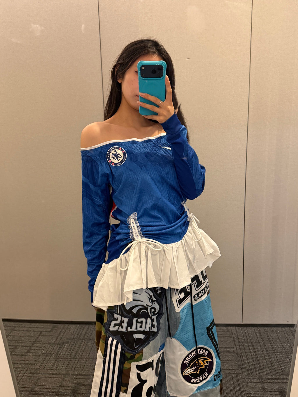 Chelsea Blue Off-Shoulder Corset Jersey - product image 3