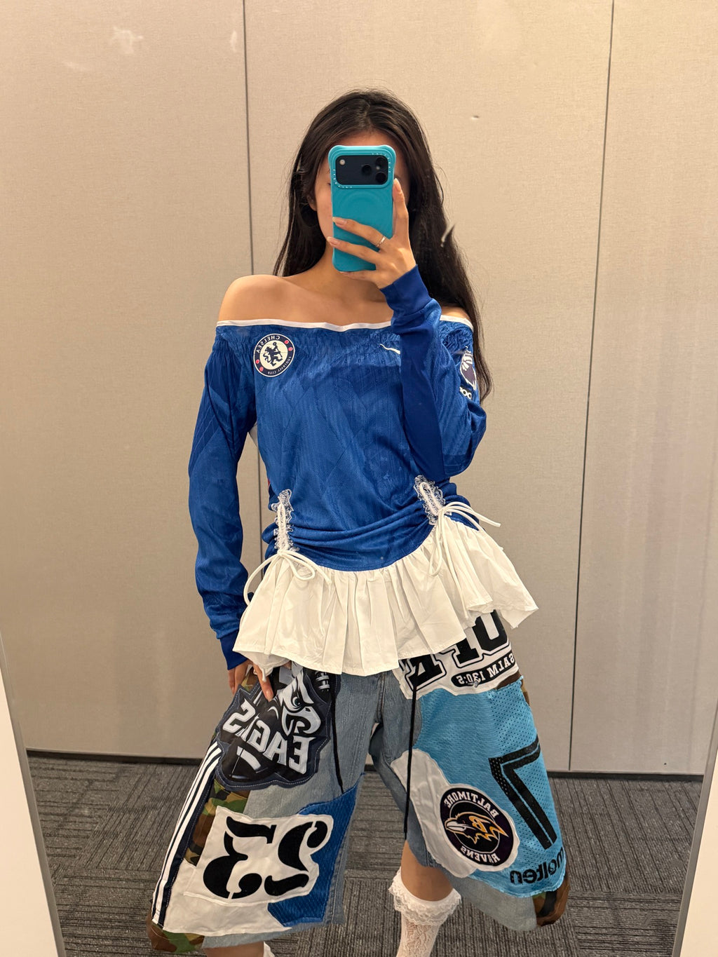 Chelsea Blue Off-Shoulder Corset Jersey - product image 1