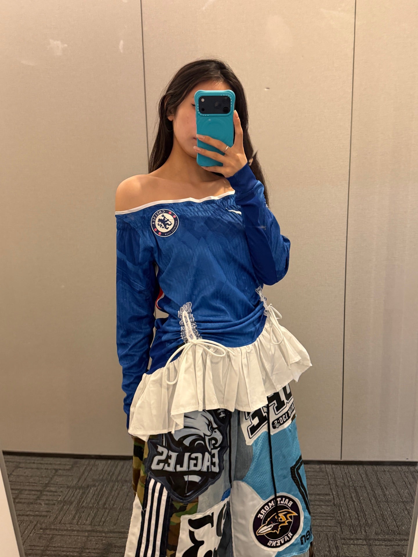 Chelsea Blue Off-Shoulder Corset Jersey - product image 2