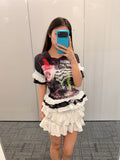 Graphic White Ruffle Jersey Dress - product image 1