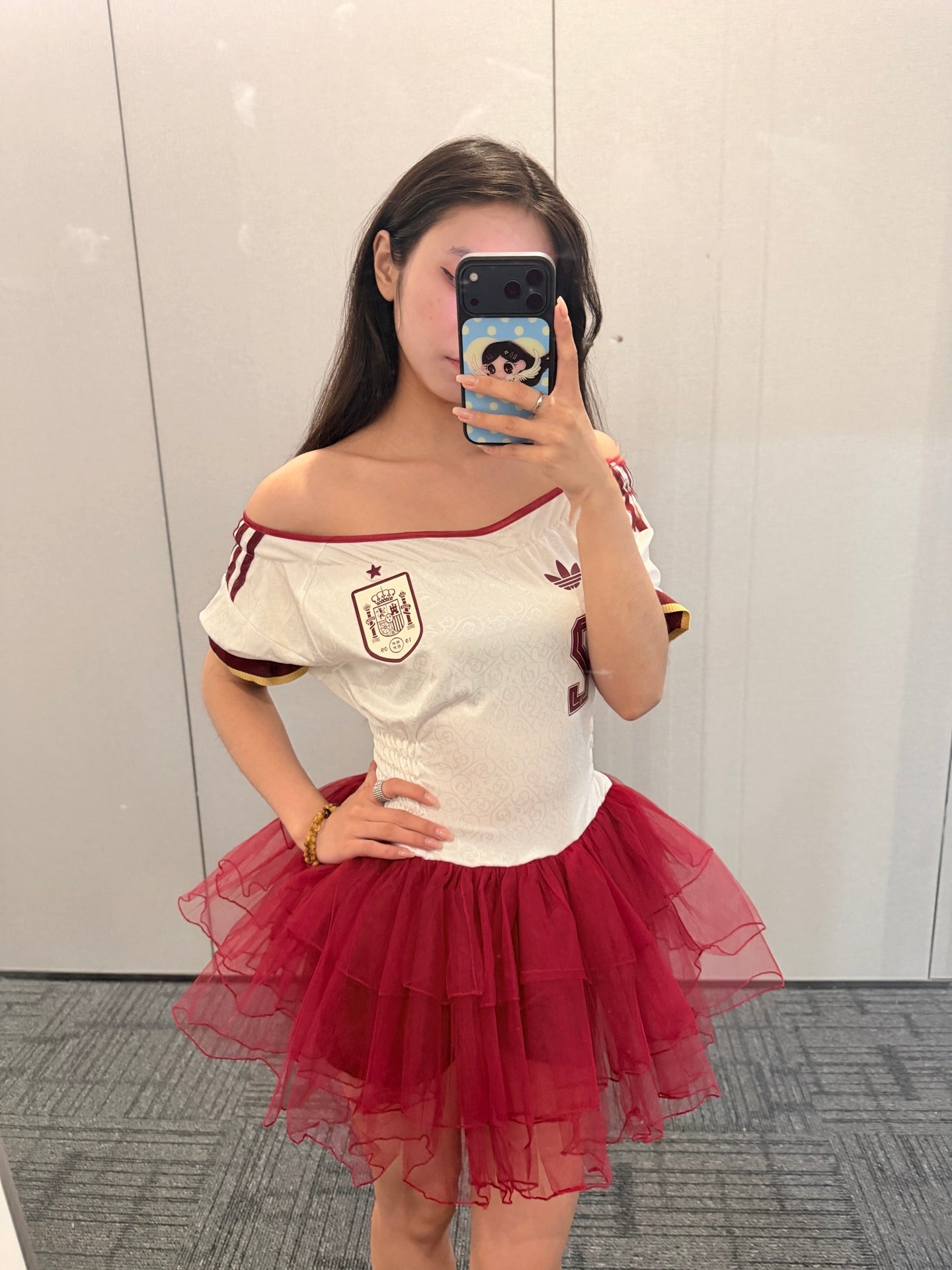 Spain Off-Shoulder Tulle Jersey Dress - product image 3