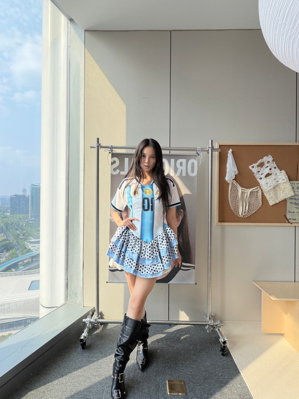 Argentina Rhinestone Ruffle Jersey Dress - product image 3