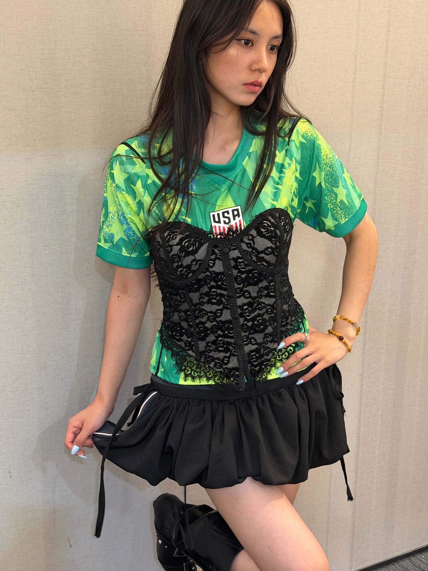 USA Green Lace Corset Jersey - product image 4