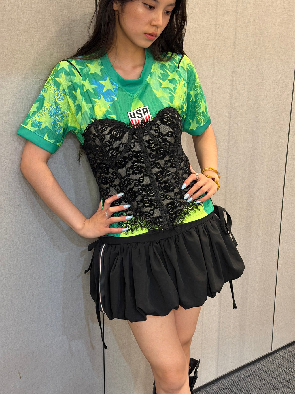 USA Green Lace Corset Jersey - product image 1