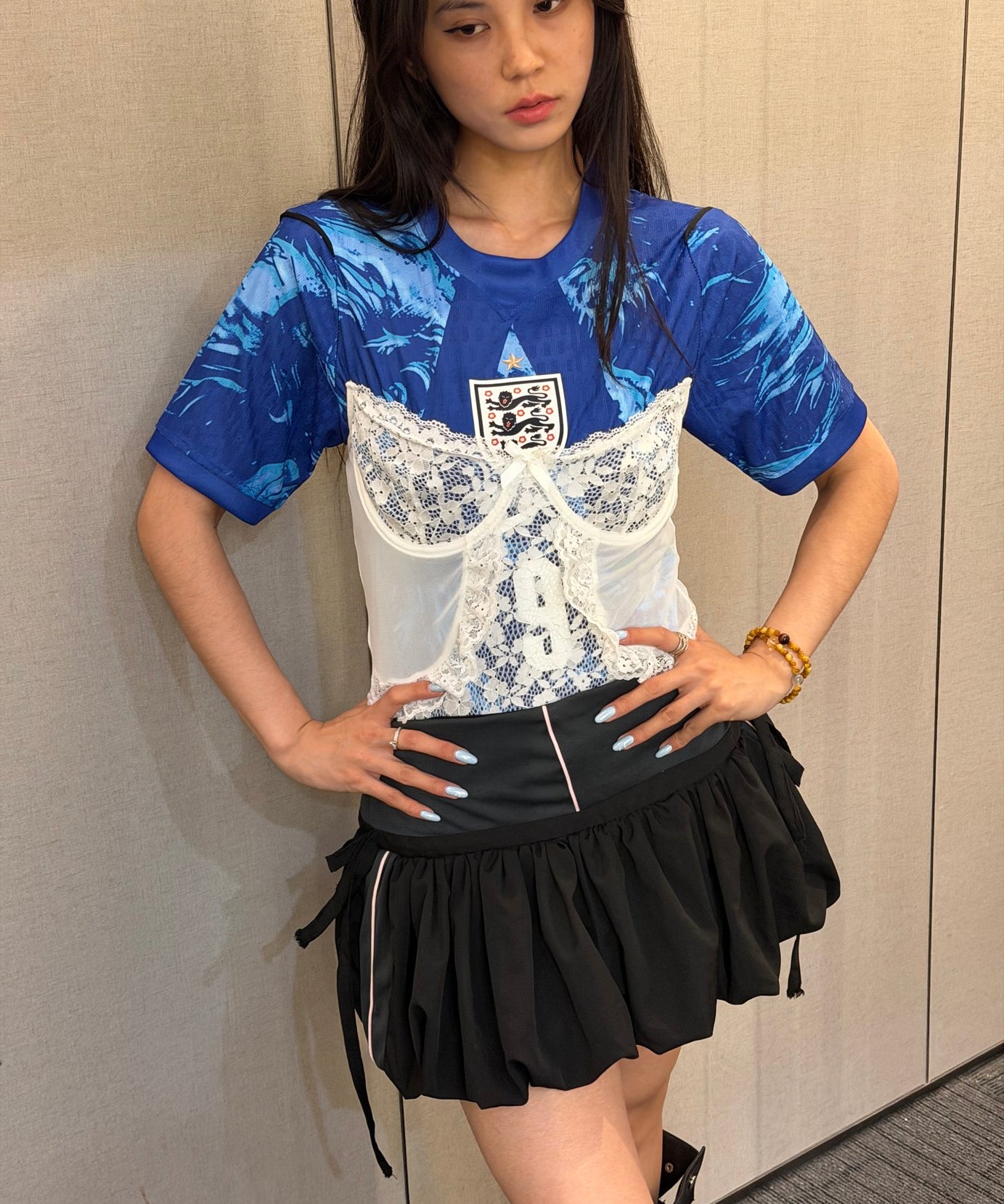 England Blue Lace Corset Jersey - product image 1