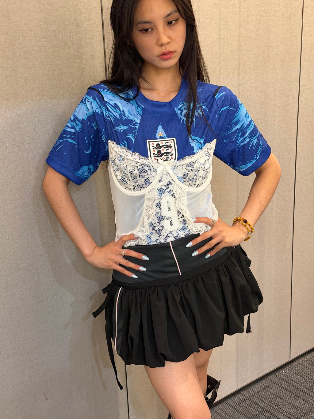 England Blue Lace Corset Jersey - product image 1