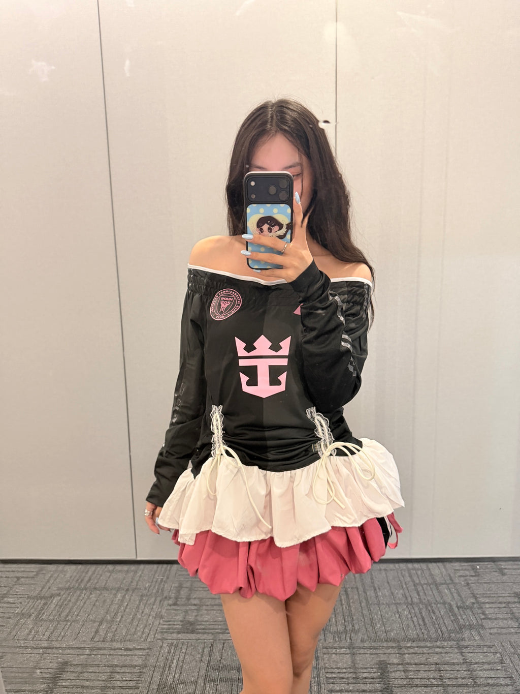England Black Long-Sleeve Ruffle Jersey Dress - product image 2