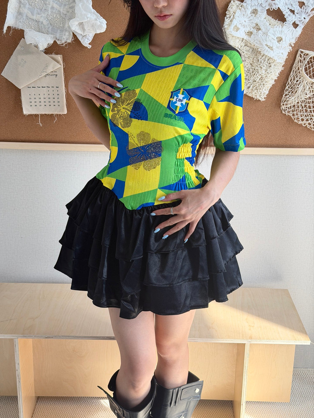 Brazil Geometric Ruffle Jersey Dress - product image 8
