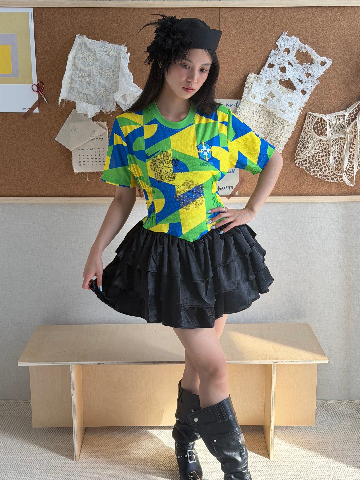 Brazil Geometric Ruffle Jersey Dress - product image 7