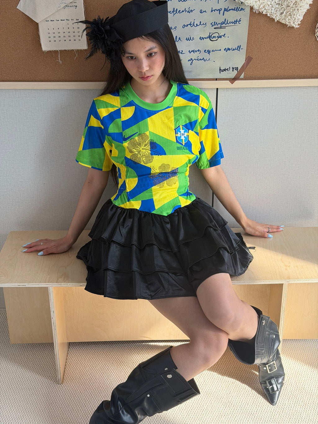 Brazil Geometric Ruffle Jersey Dress - product image 2