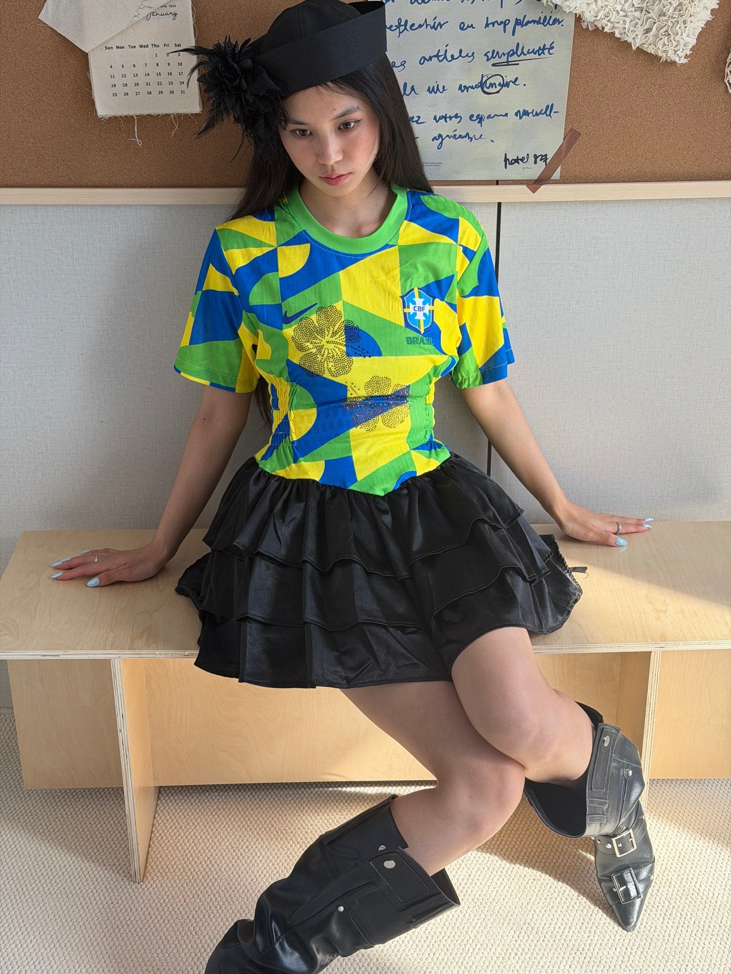 Brazil Geometric Ruffle Jersey Dress - product image 2