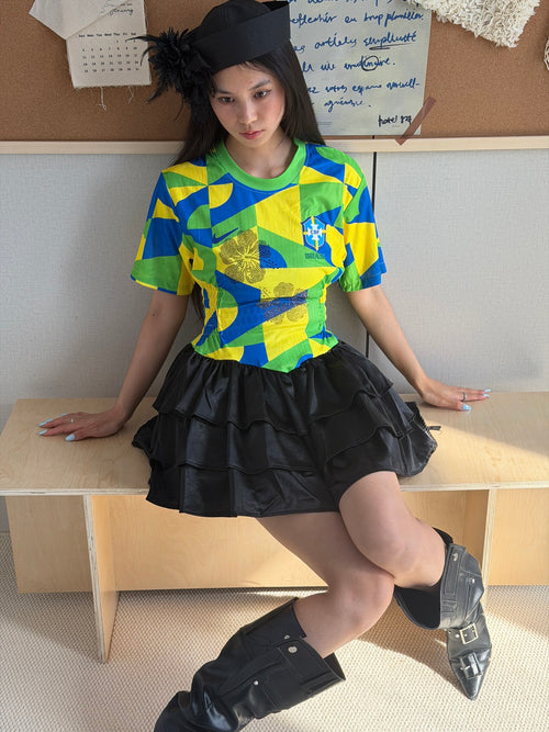 Brazil Geometric Ruffle Jersey Dress - product image 2