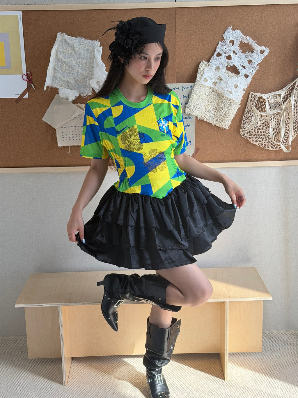Brazil Geometric Ruffle Jersey Dress - product image 6