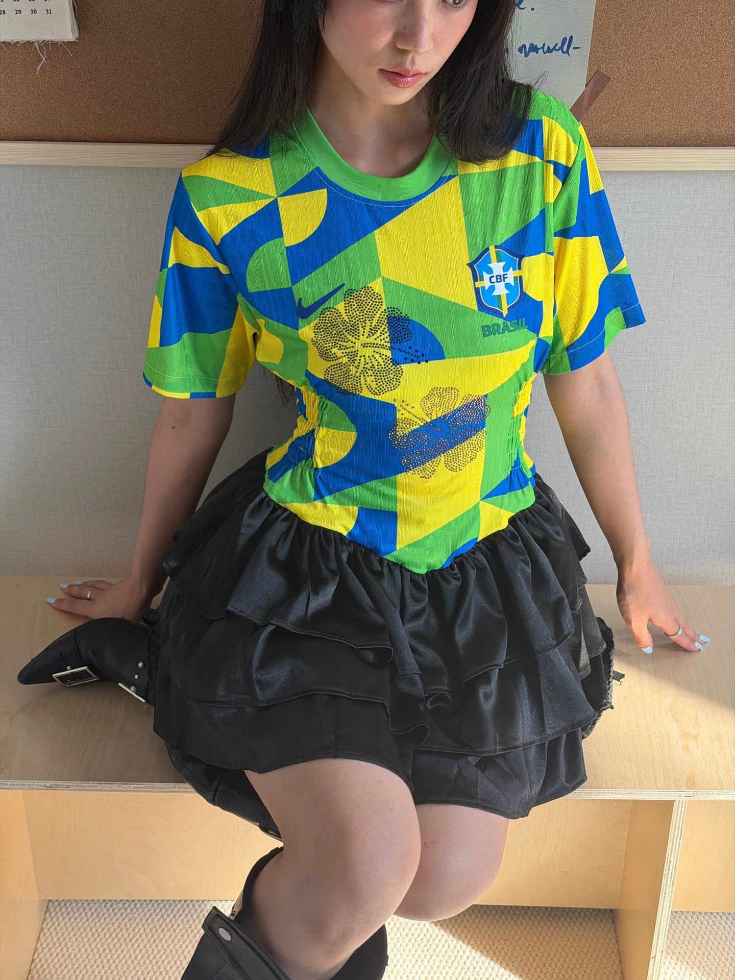 Brazil Geometric Ruffle Jersey Dress - product image 5