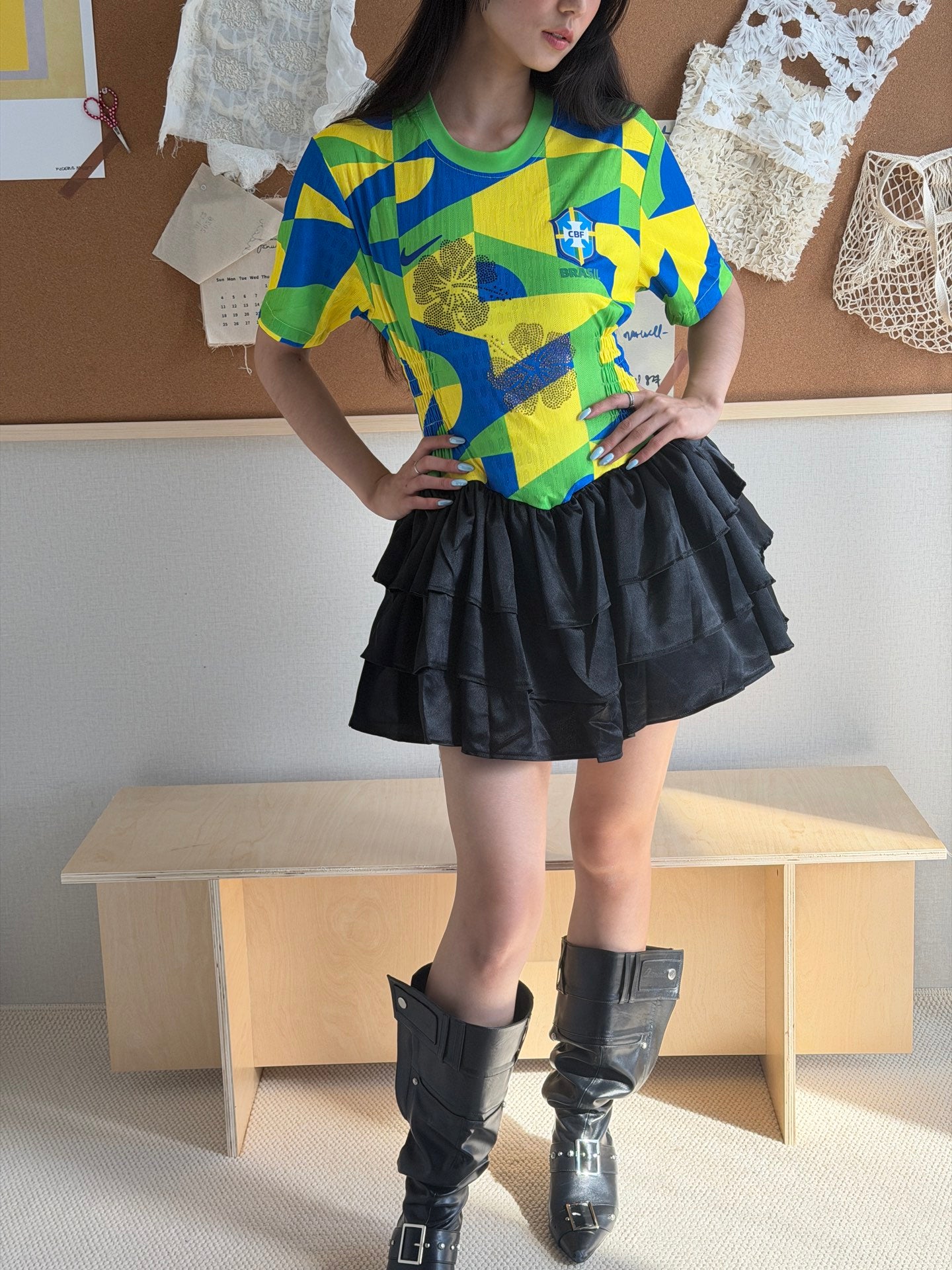 Brazil Geometric Ruffle Jersey Dress - product image 9