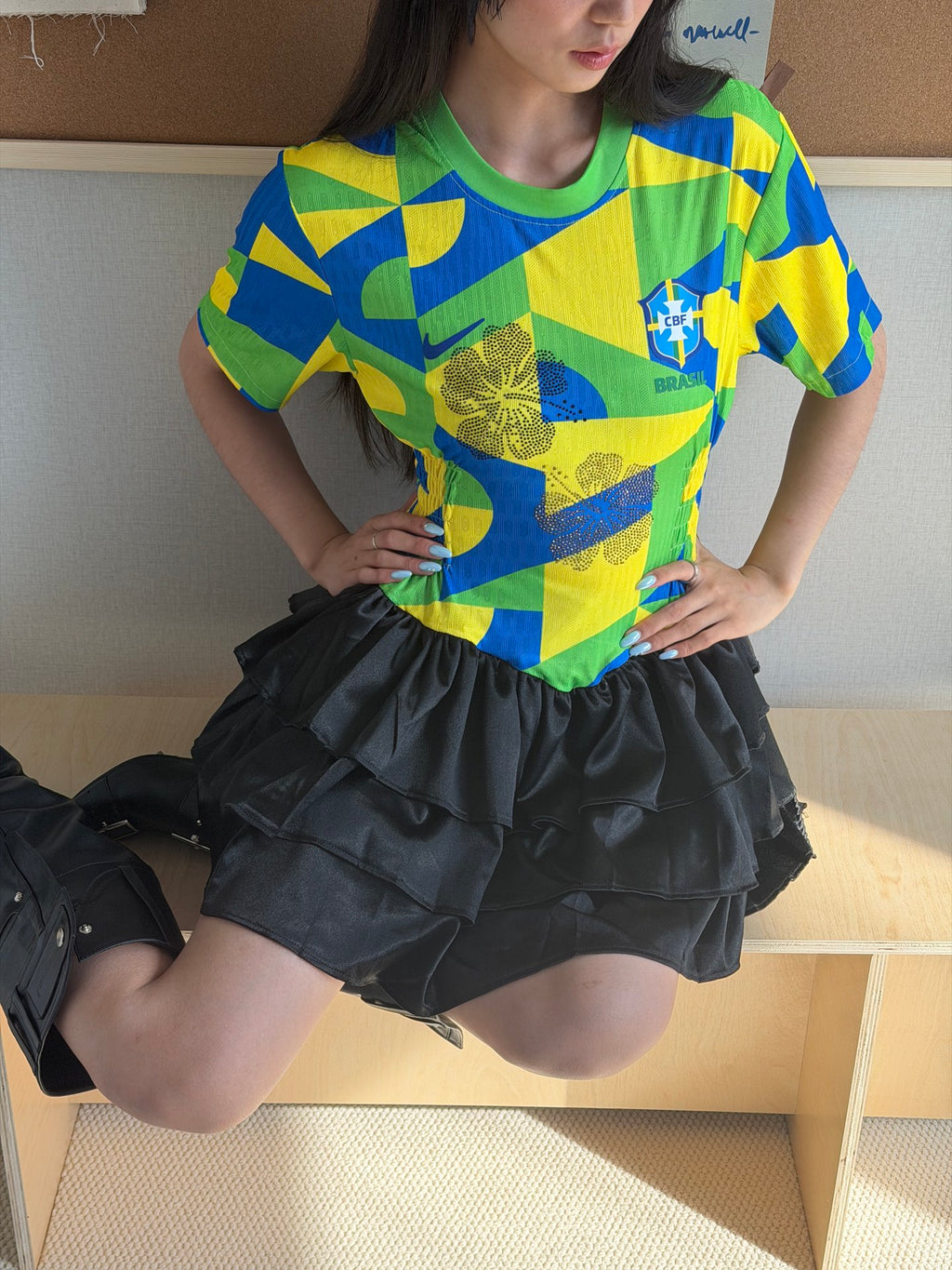 Brazil Geometric Ruffle Jersey Dress - product image 4