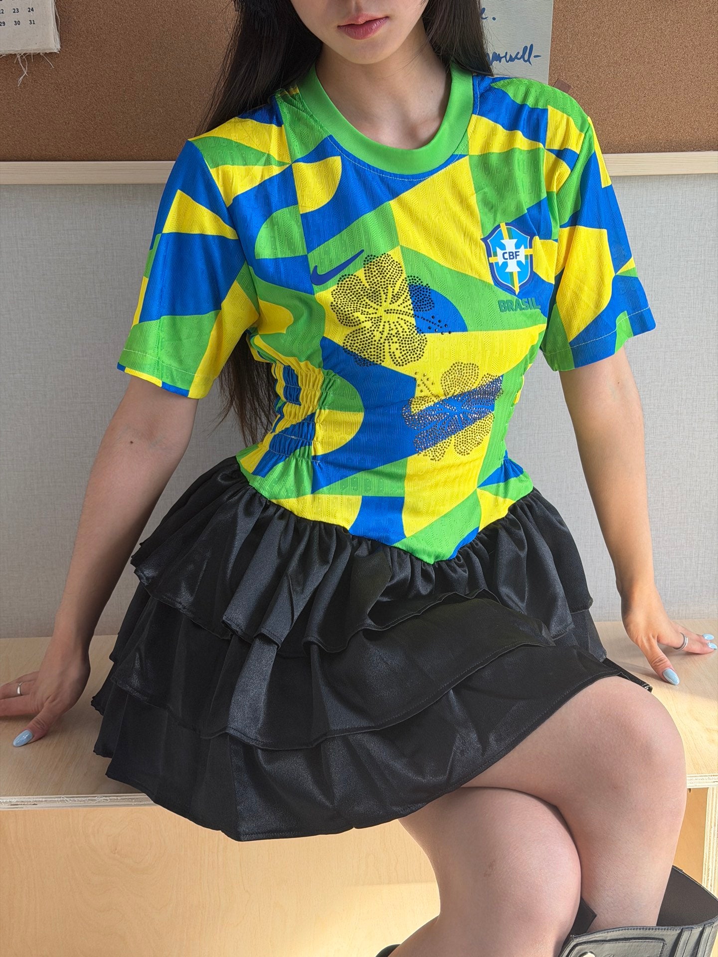 Brazil Geometric Ruffle Jersey Dress - product image 1