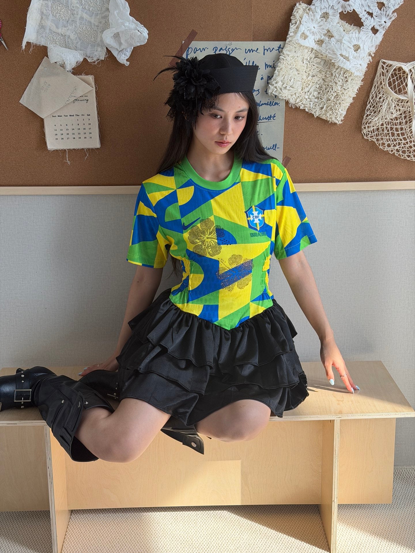 Brazil Geometric Ruffle Jersey Dress - product image 3
