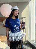 Chelsea Blue Polka-Dot Lace Peplum Jersey - product image 1
