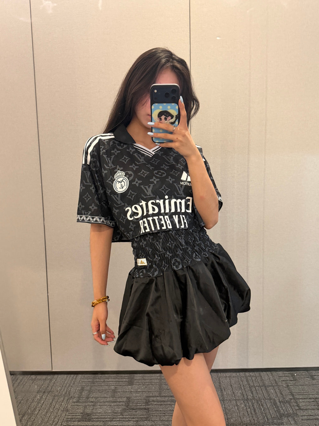 Real Madrid Black Jersey and Bubble Skirt Two-Piece Set - product image 3