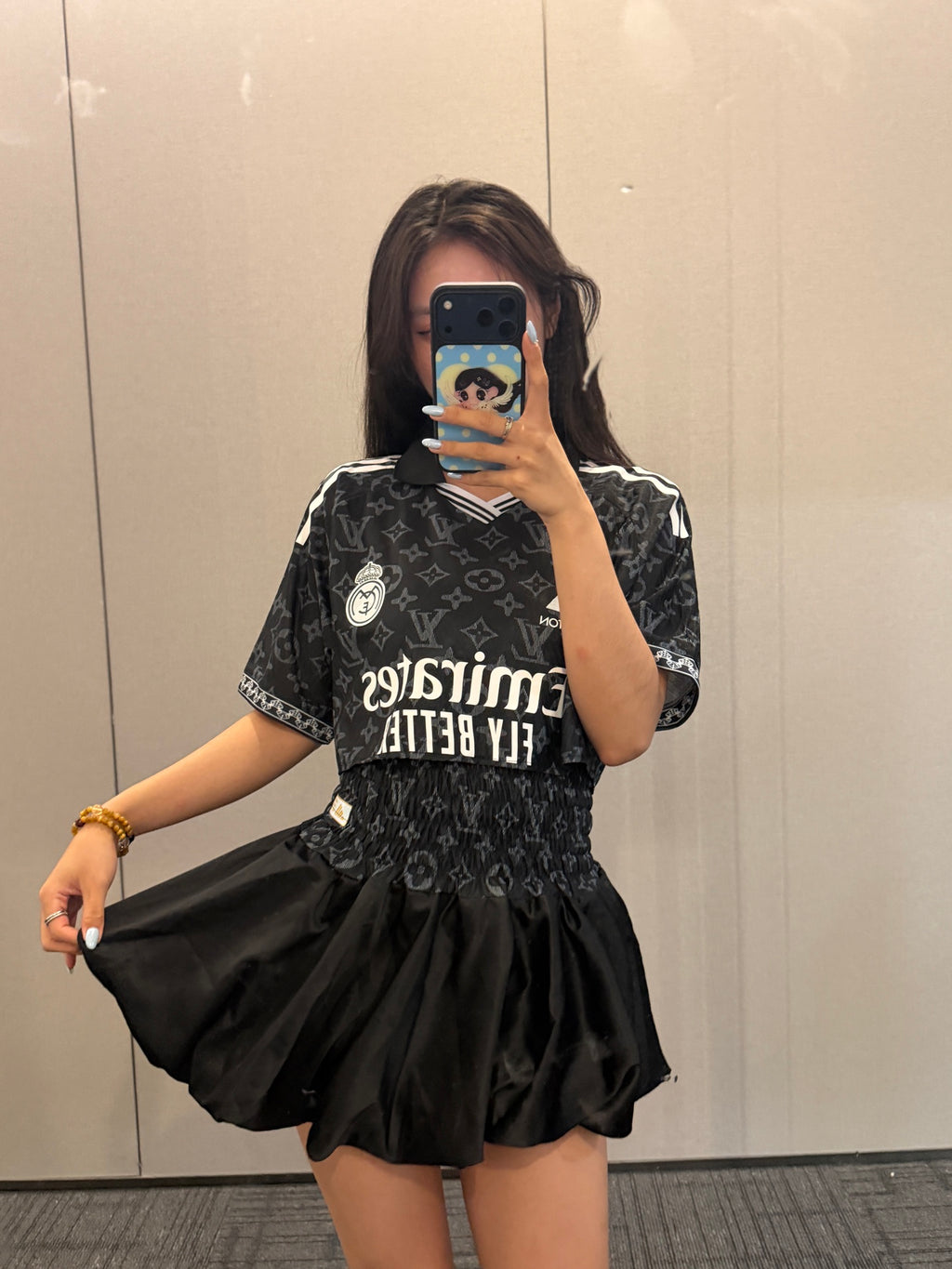 Real Madrid Black Jersey and Bubble Skirt Two-Piece Set - product image 2