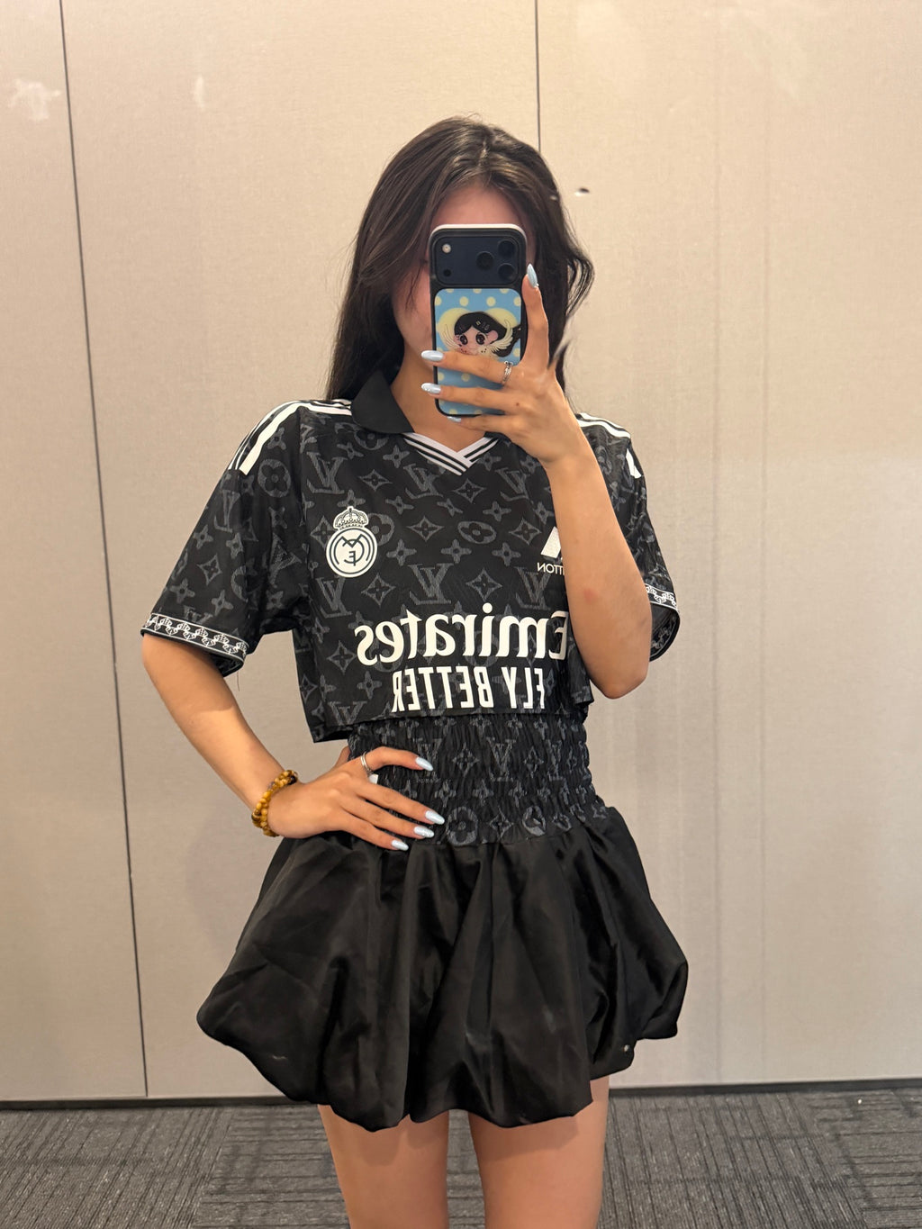 Real Madrid Black Jersey and Bubble Skirt Two-Piece Set - product image 1
