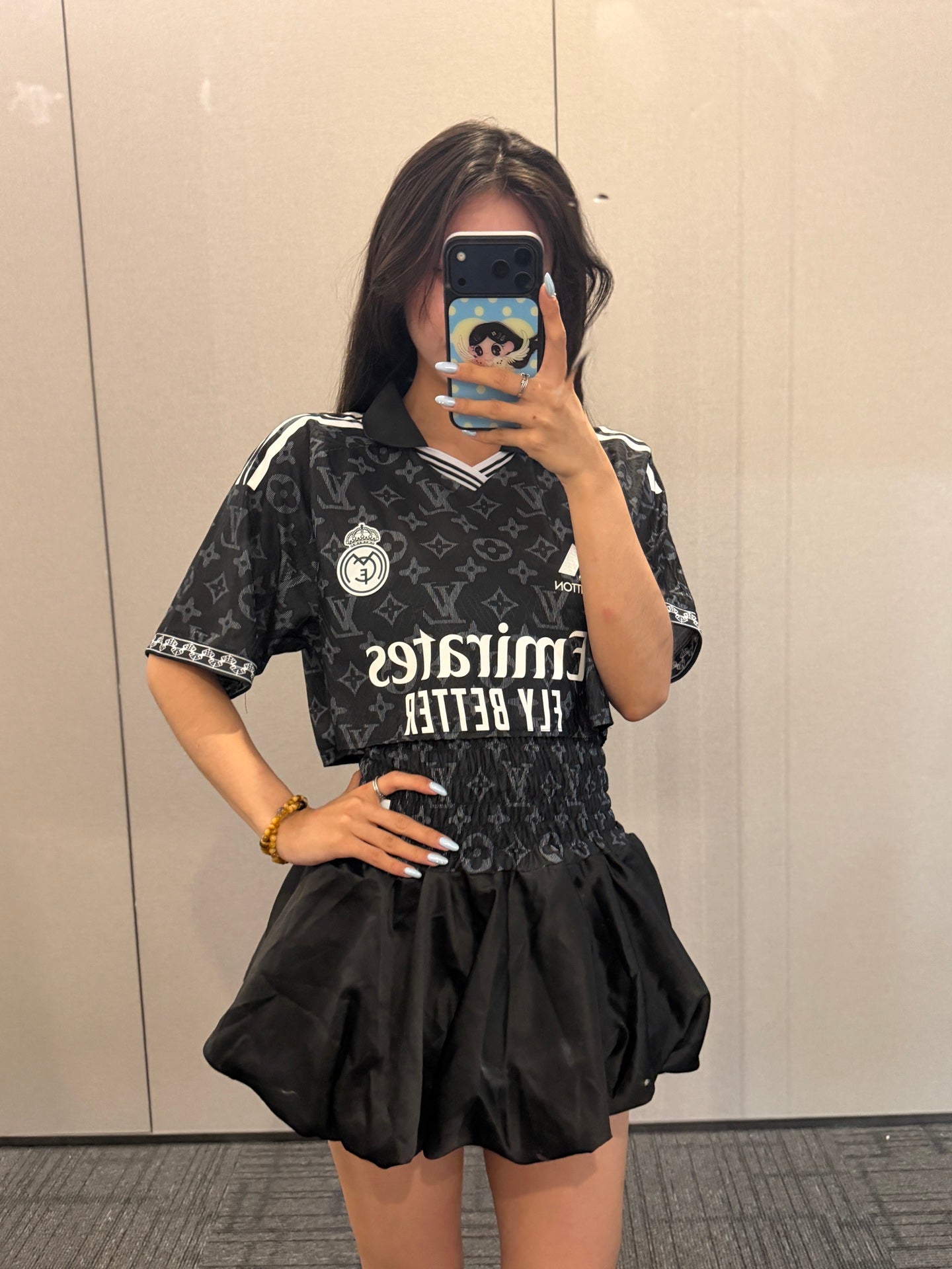 Real Madrid Black Jersey and Bubble Skirt Two-Piece Set - product image 1