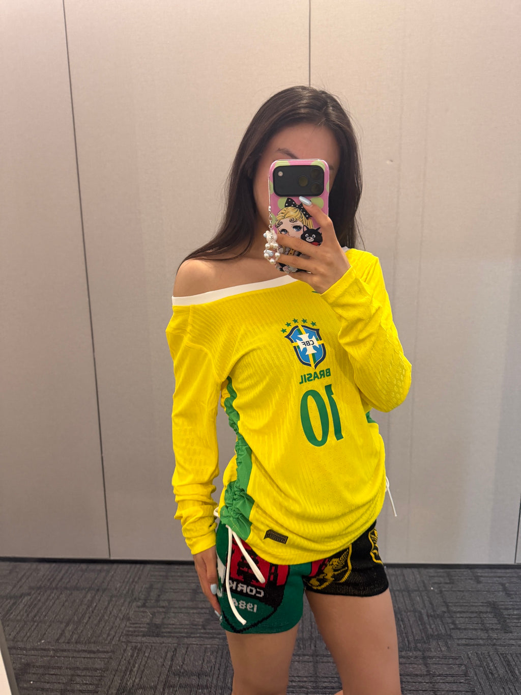Brazil Yellow Off-Shoulder Long-Sleeve Jersey - product image 1