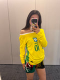 Brazil Yellow Off-Shoulder Long-Sleeve Jersey - product image 1