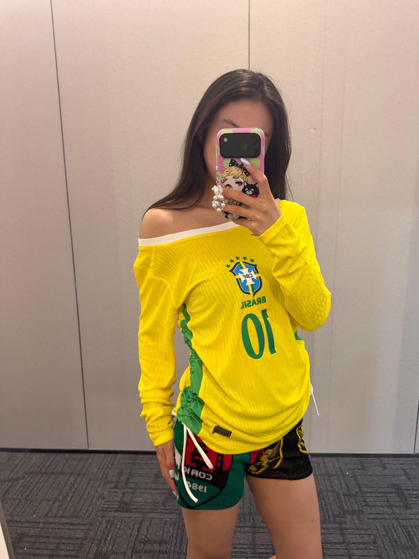 Brazil Yellow Off-Shoulder Long-Sleeve Jersey - product image 1