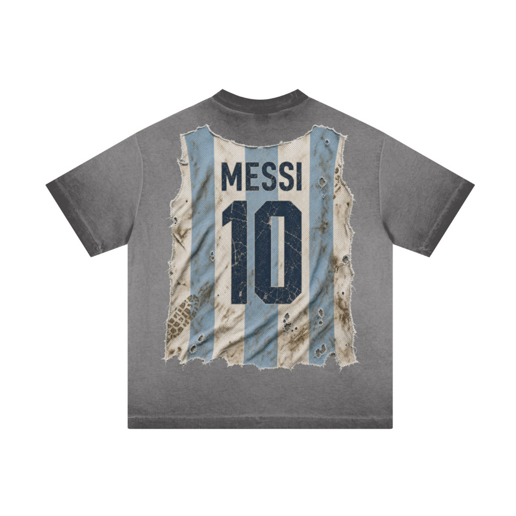275GSM Unisex Distressed Fried-Color Reverse-Seam T-shirt Washed Charcoal Gray