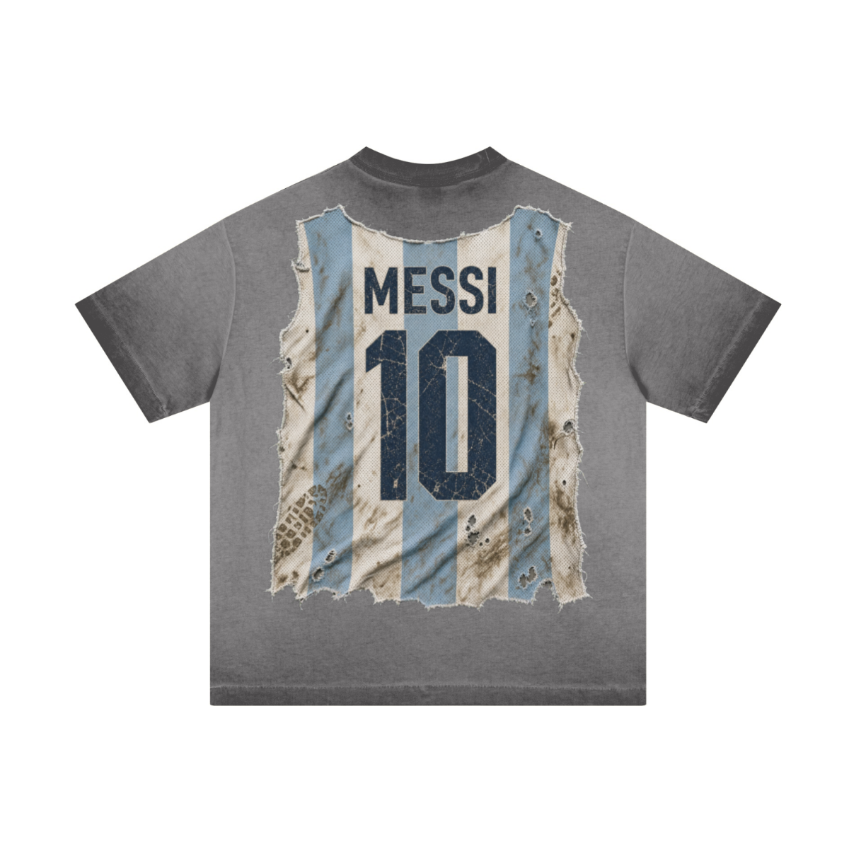 275GSM Unisex Distressed Fried-Color Reverse-Seam T-shirt Washed Charcoal Gray